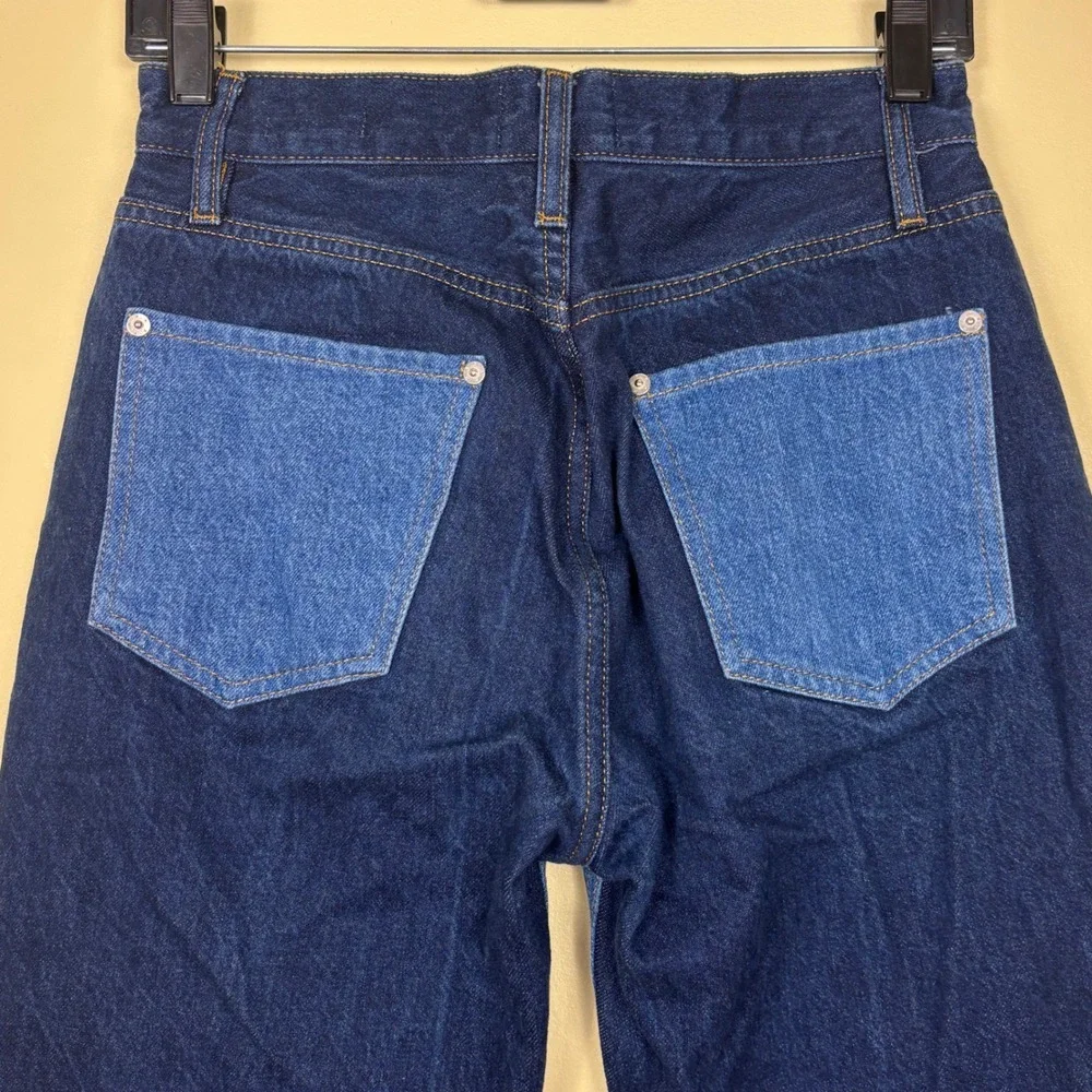 FRAME Le Jane Contrast Patchwork Jeans Indigo Women Size 26 Denim High Rise - Picture 12 of 16